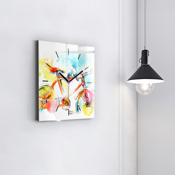 Wanduhr quadratisch mit motiv Bemaltes Fahrrad