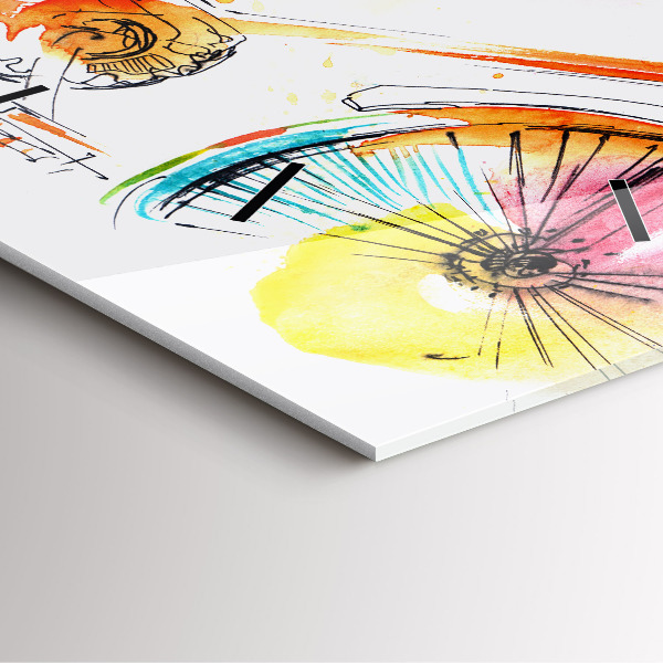 Wanduhr quadratisch mit motiv Bemaltes Fahrrad