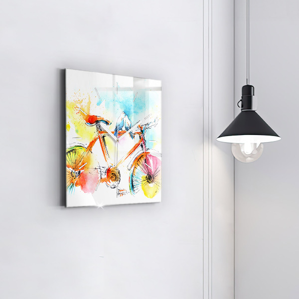 Wanduhr quadratisch mit motiv Bemaltes Fahrrad