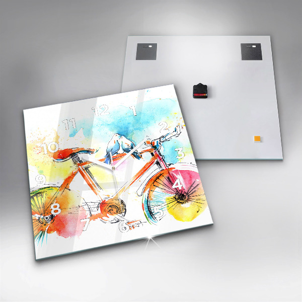 Wanduhr quadratisch mit motiv Bemaltes Fahrrad