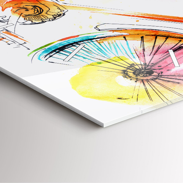 Wanduhr quadratisch mit motiv Bemaltes Fahrrad