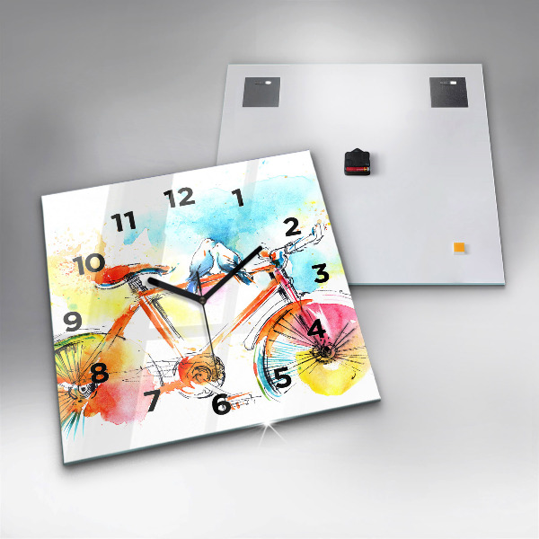 Wanduhr quadratisch mit motiv Bemaltes Fahrrad