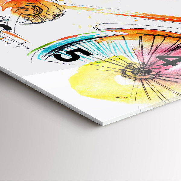 Wanduhr quadratisch mit motiv Bemaltes Fahrrad