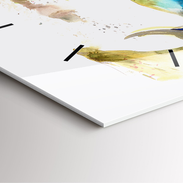 Wanduhr modern quadratisch Bemalter Berg und Pferd