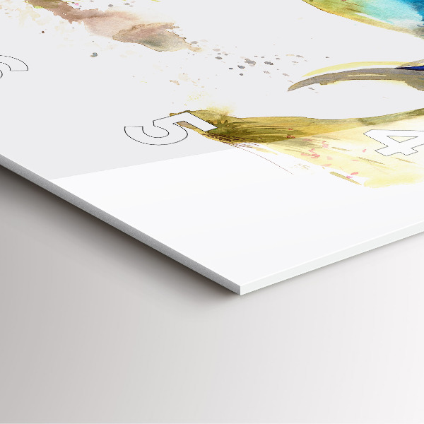 Wanduhr modern quadratisch Bemalter Berg und Pferd