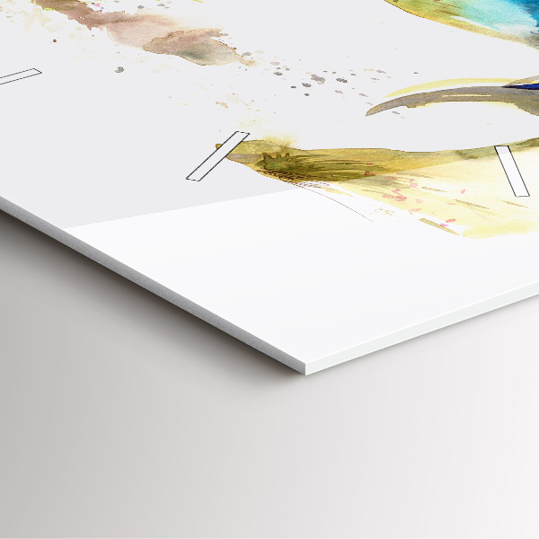 Wanduhr modern quadratisch Bemalter Berg und Pferd