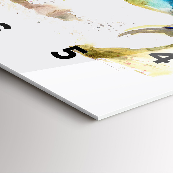 Wanduhr modern quadratisch Bemalter Berg und Pferd