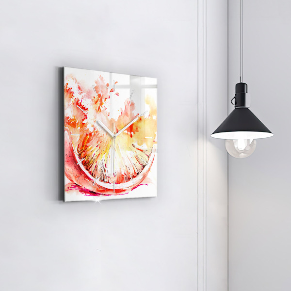 Wanduhr quadratisch mit motiv Gemalte Orange