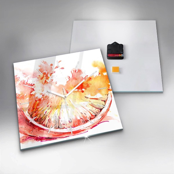 Wanduhr quadratisch mit motiv Gemalte Orange