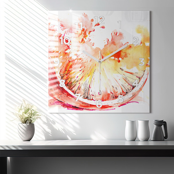 Wanduhr quadratisch mit motiv Gemalte Orange