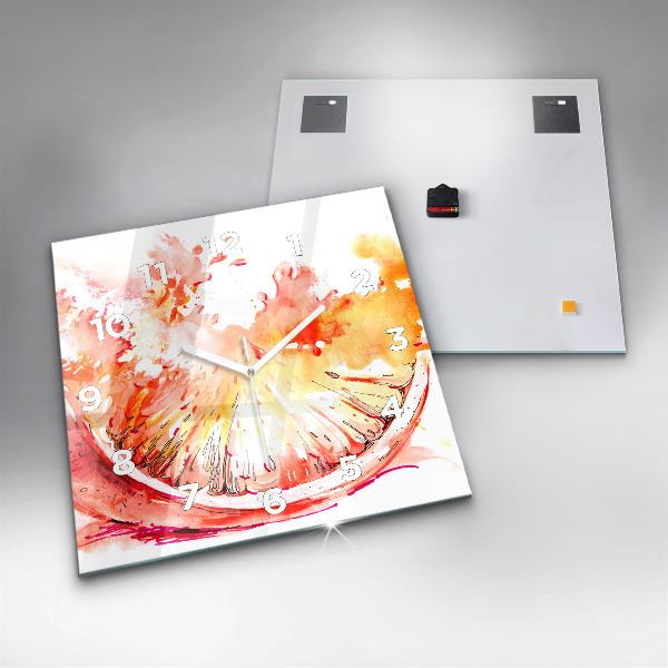 Wanduhr quadratisch mit motiv Gemalte Orange