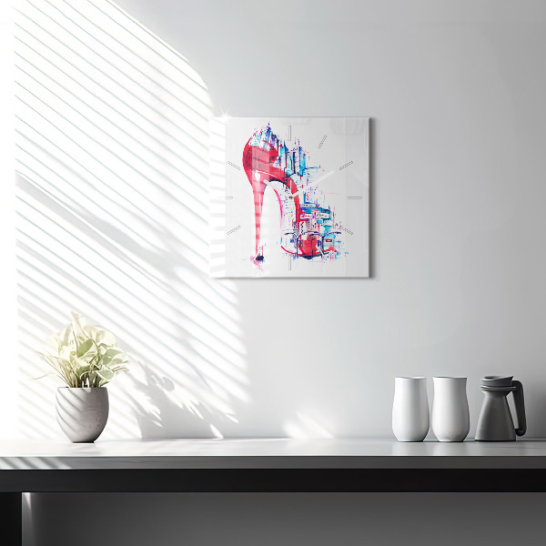 Wanduhr quadratisch mit motiv Rote Ferse