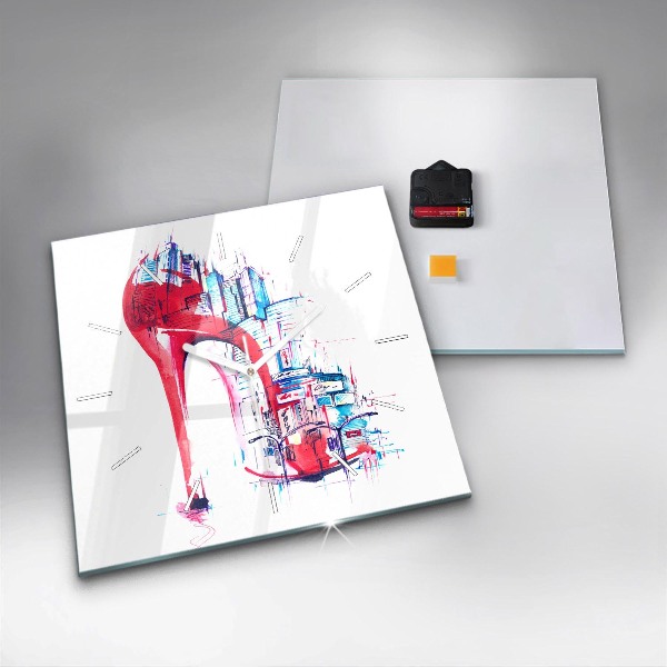 Wanduhr quadratisch mit motiv Rote Ferse