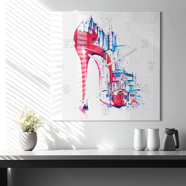 Wanduhr quadratisch mit motiv Rote Ferse