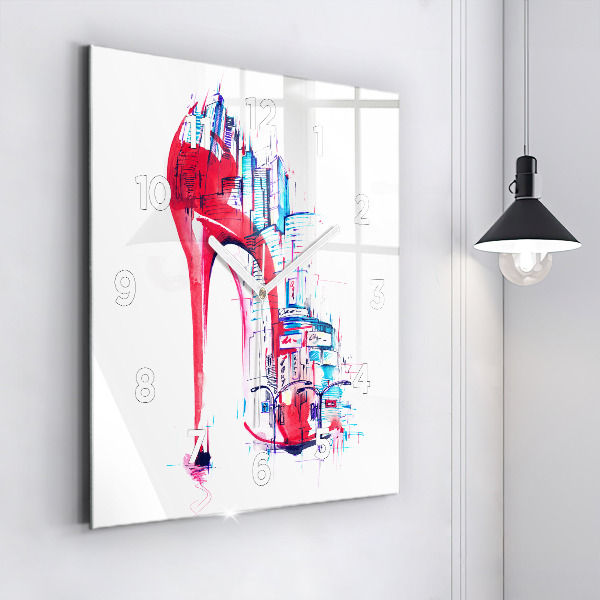 Wanduhr quadratisch mit motiv Rote Ferse