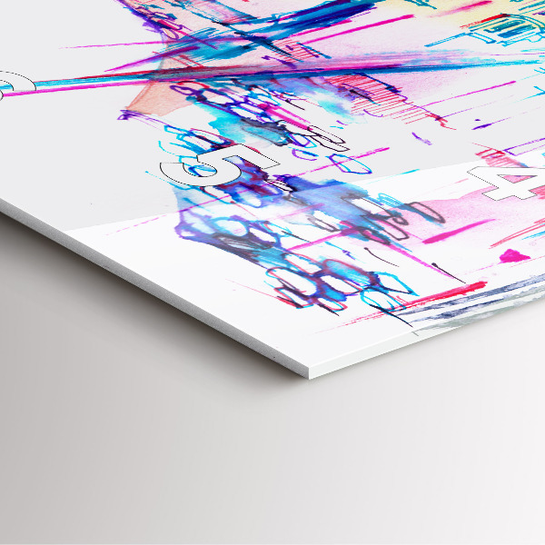 Wanduhr quadratisch Regenschirm und Stadt