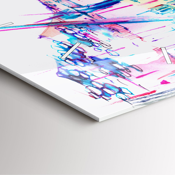 Wanduhr quadratisch Regenschirm und Stadt