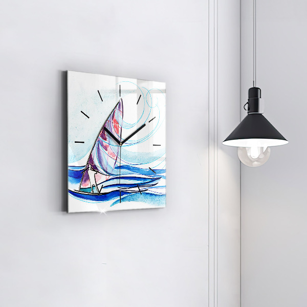 Wanduhr quadratisch mit motiv Surfbrett