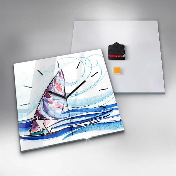 Wanduhr quadratisch mit motiv Surfbrett