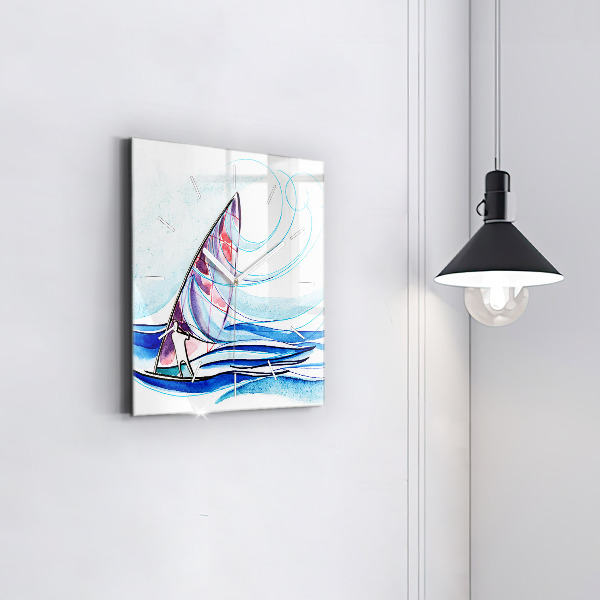 Wanduhr quadratisch mit motiv Surfbrett