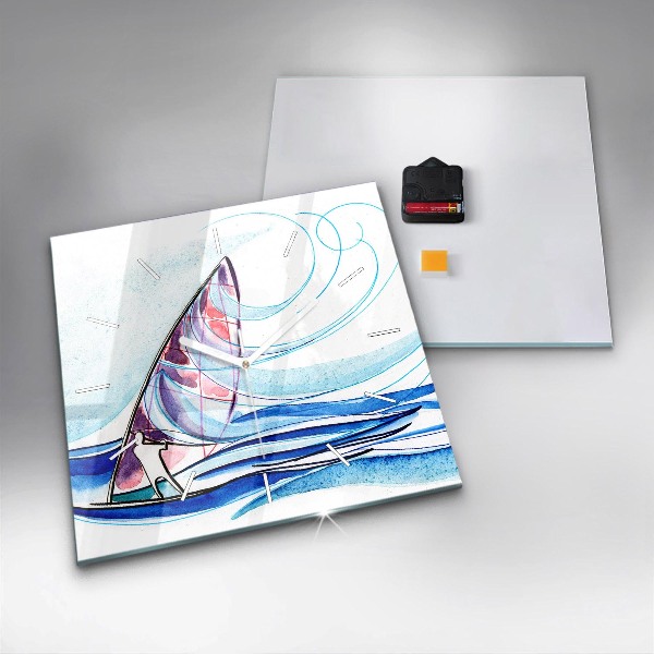 Wanduhr quadratisch mit motiv Surfbrett