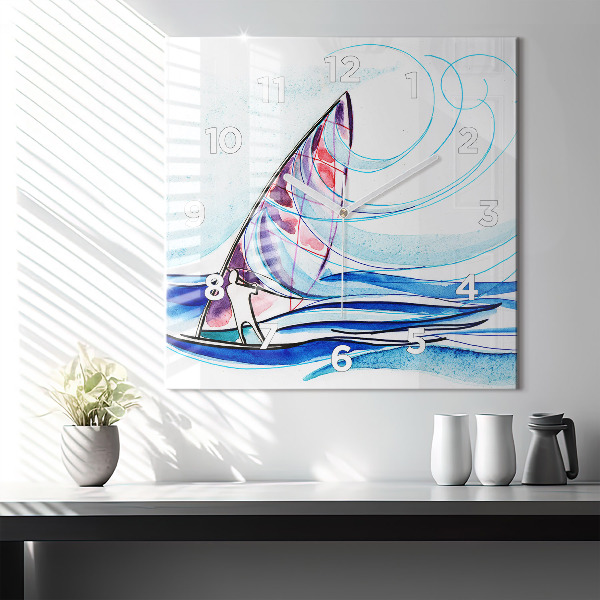 Wanduhr quadratisch mit motiv Surfbrett