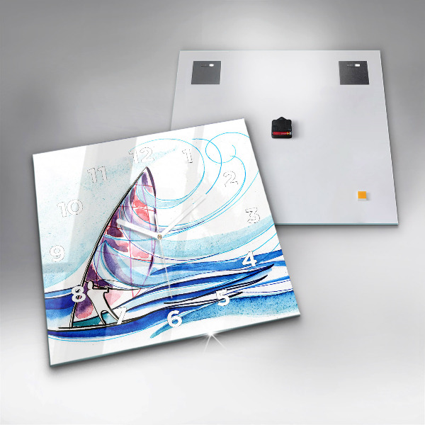 Wanduhr quadratisch mit motiv Surfbrett