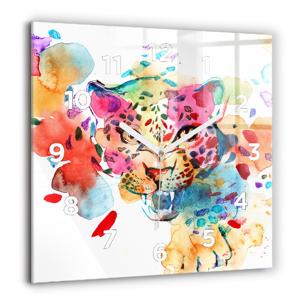 Wanduhr quadratisch mit motiv Wildkatze abstrakt