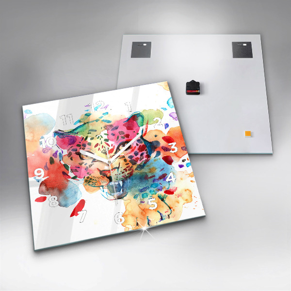 Wanduhr quadratisch mit motiv Wildkatze abstrakt