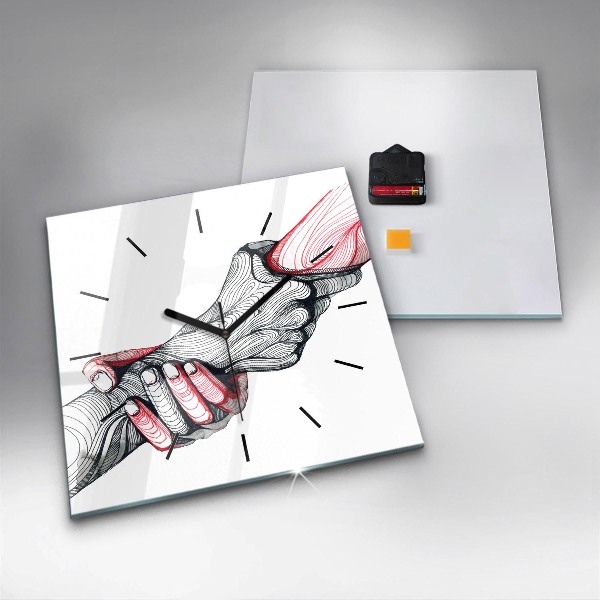 Wanduhr quadratisch mit motiv Händchenhalten