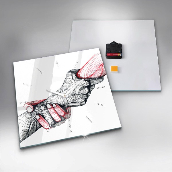 Wanduhr quadratisch mit motiv Händchenhalten