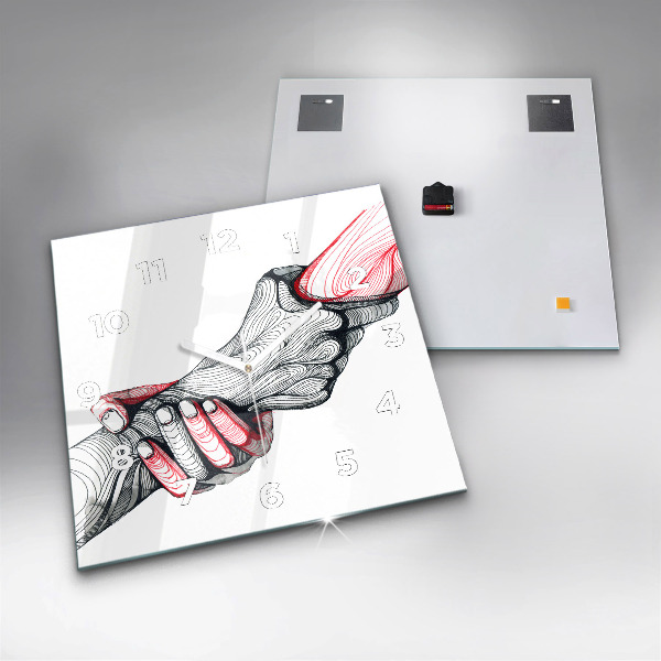 Wanduhr quadratisch mit motiv Händchenhalten