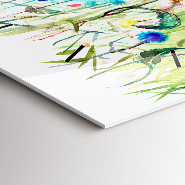 Wanduhr quadratisch Mohnblumen auf einer Wiese