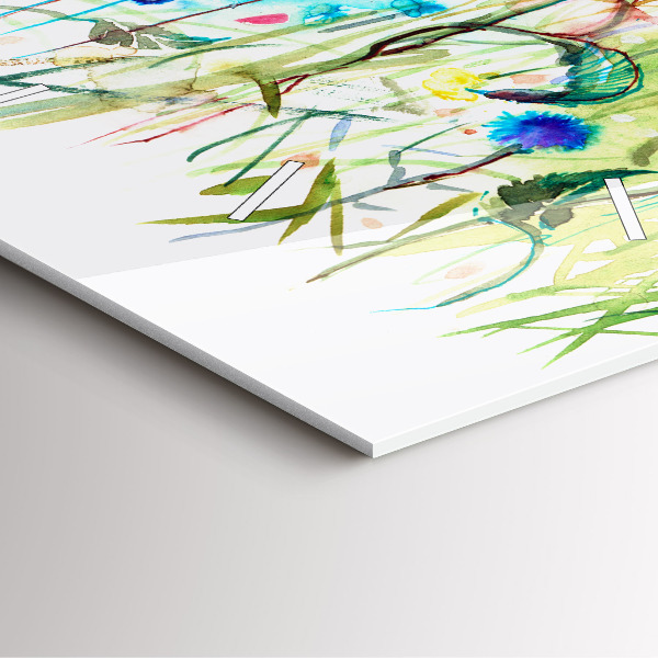 Wanduhr quadratisch Mohnblumen auf einer Wiese