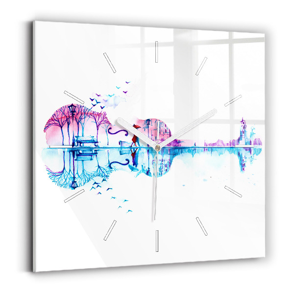 Wanduhr modern quadratisch Cello Park See