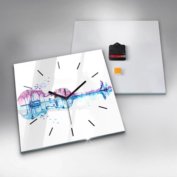 Wanduhr modern quadratisch Cello Park See