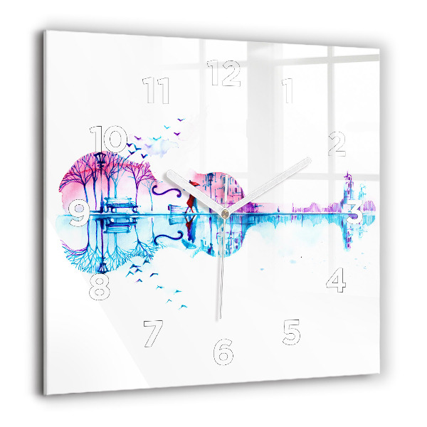 Wanduhr modern quadratisch Cello Park See