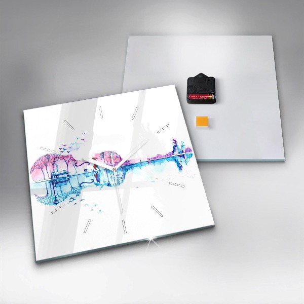 Wanduhr modern quadratisch Cello Park See