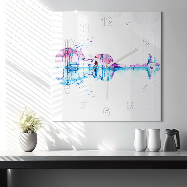 Wanduhr modern quadratisch Cello Park See