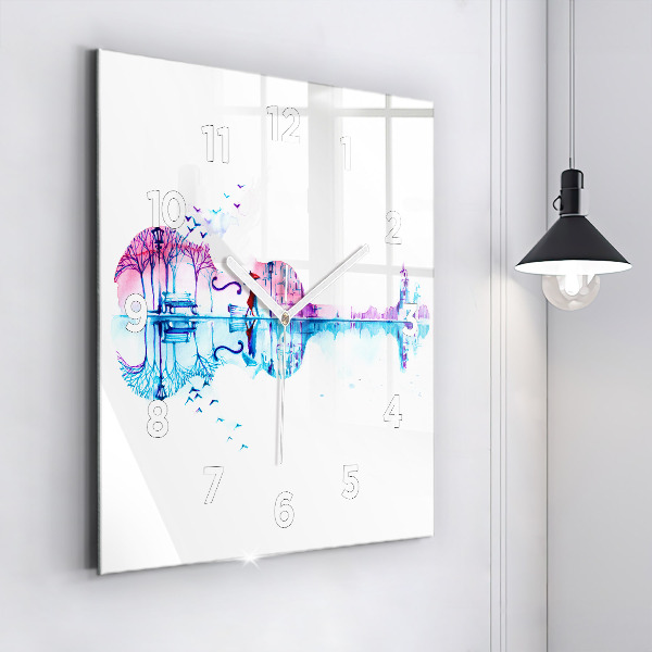 Wanduhr modern quadratisch Cello Park See