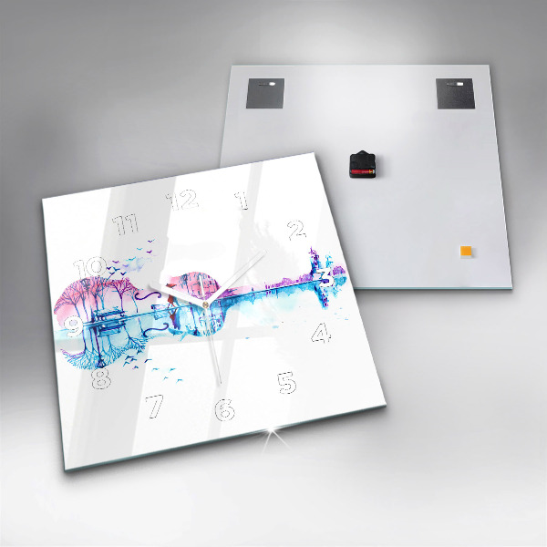 Wanduhr modern quadratisch Cello Park See