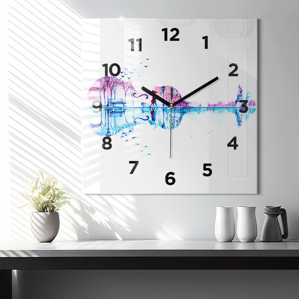 Wanduhr modern quadratisch Cello Park See