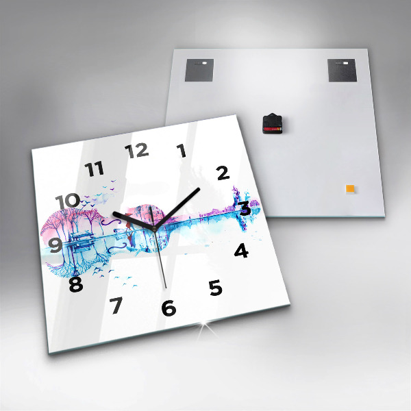Wanduhr modern quadratisch Cello Park See