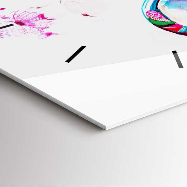 Wanduhr quadratisch Gesicht einer Frau mit Brille