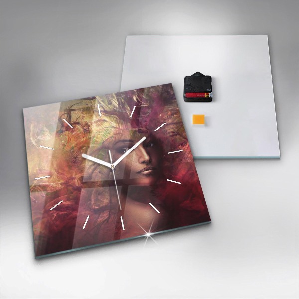 Wanduhr quadratisch Porträt einer Frau