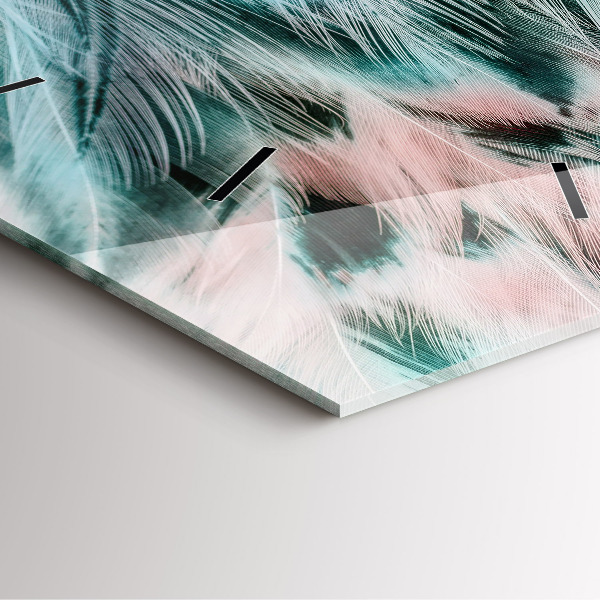 Wanduhr quadratisch mit motiv Bunte Federn