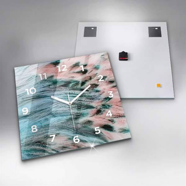 Wanduhr quadratisch mit motiv Bunte Federn