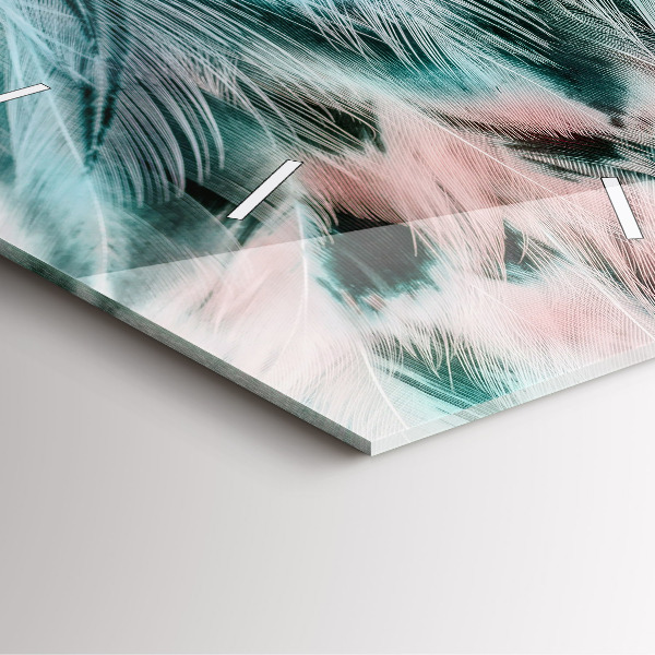 Wanduhr quadratisch mit motiv Bunte Federn