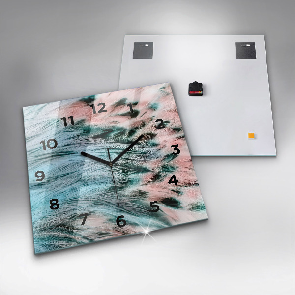 Wanduhr quadratisch mit motiv Bunte Federn