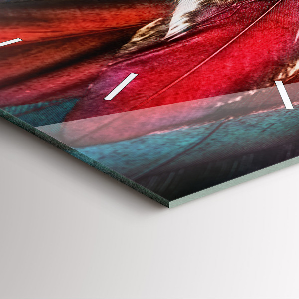 Wanduhr quadratisch Hellbraune Federn eines Vogels